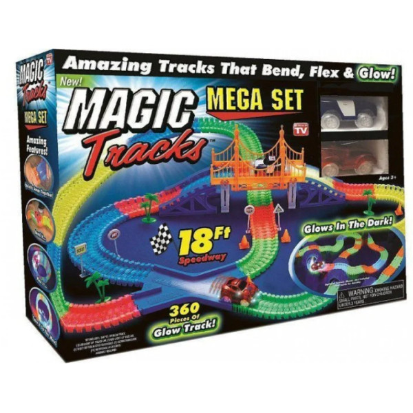 Детский гоночный трек Magic Tracks 360 гибкий конструктор со световой машинкой, неоновая автотраса