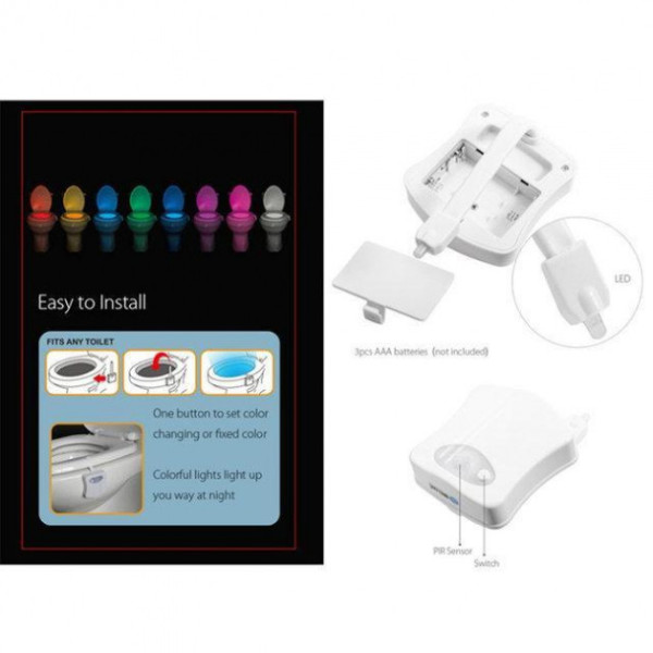 Подсветка для унитаза LED светильник ночник с датчиком движения LightBowl 8 цветов Белый
