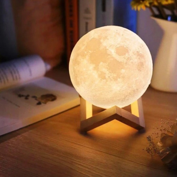 Нічник Місяць 13 см 3D Magic Moon Light Touch Control Білий настільний сенсорний світильник