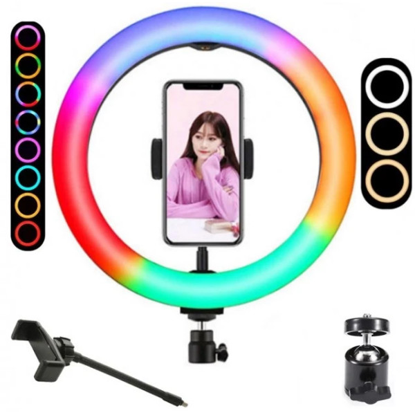 Кільцева LED-лампа 26 см, світлове кільце для селфі RGB
