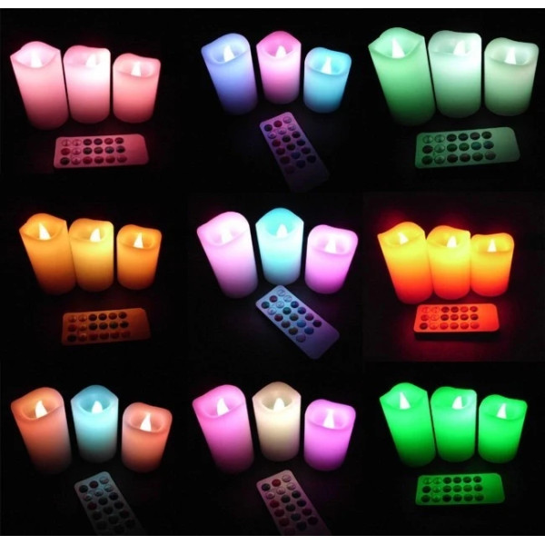 Светодиодный Ночник Набор свечей LED светильник 3 свечи 12 цветов Luma Candles Color Changing с пультом