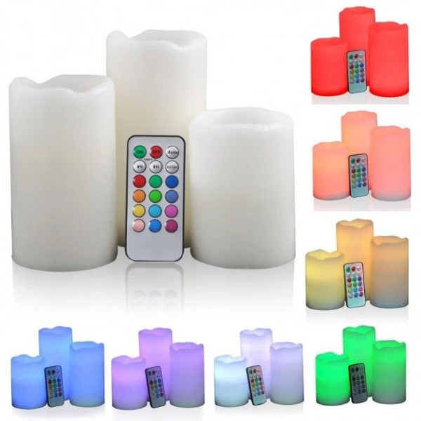 Светодиодный Ночник Набор свечей LED светильник 3 свечи 12 цветов Luma Candles Color Changing с пультом