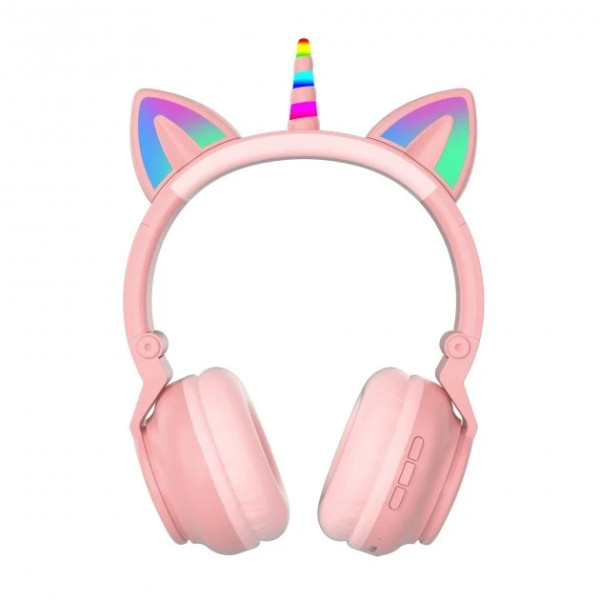 Беспроводные детские наушники CAT STN-27 с кошачьими ушками с подсветкой MP3 MicroSD