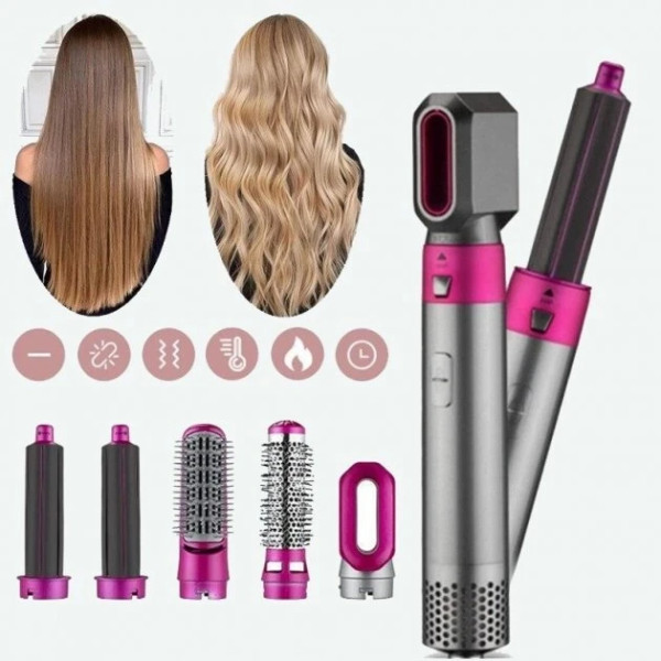 Мульти-тайлер 5в1 Hot Air Styler фен-щетка для волос с насадками для завивки, выпрямления и объема