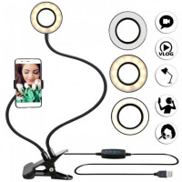 Кольцевая лампа на прищепке подсветка с гибким держателем для телефона Stream Professional