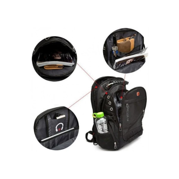 Ультрапрочный Городской рюкзак SWISS Gear Bag 8810 33л водоотталкивающий USB порт и аудиопорт AUX