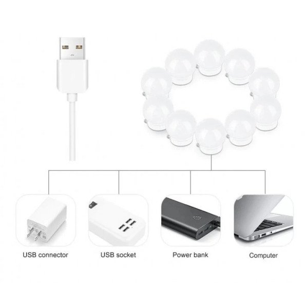 Підсвітка дзеркала для макіяжу Vanity Mirror Lights з регулюванням яскравості. LED-лампочки для гримерного дзеркала