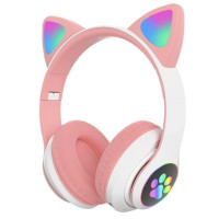 Бездротові Bluetooth навушники з котячими вушками та кольоровою підсвіткою Cat VZV-23M