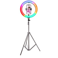 Кольцевая LED лампа диаметром 33 см RGB MJ, штативом 2 метра лампа для селфи