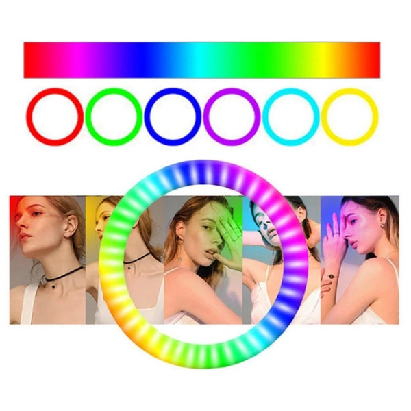 Кольцевая LED лампа диаметром 33 см RGB MJ, штативом 2 метра лампа для селфи