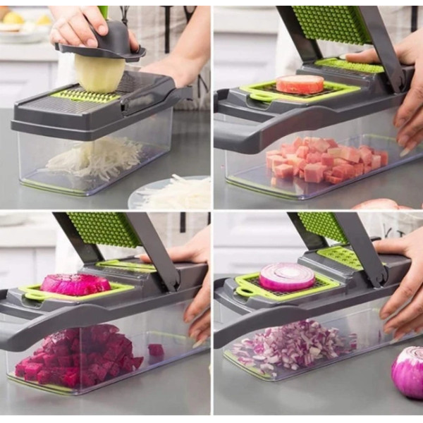 Багатофункціональна овочерізка Veggie Slicer 14в1 Ручний комбайн для нарізування та шаткування овочів