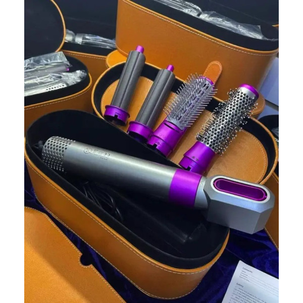 Стайлер для волос 5в1 Hot Air Styler с насадками, воздушный фен-щетка для сушки и укладки волос с чехлом