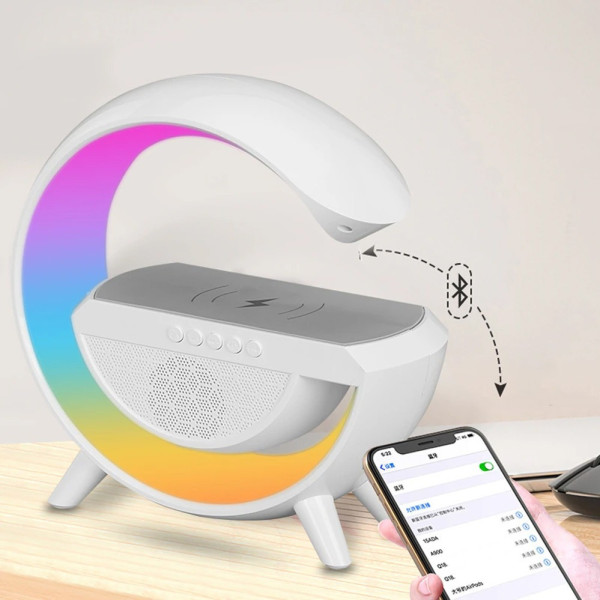 Ночник лампа настольная смарт RGB Happy Light Light Sound Machine с беспроводной зарядкой 15W 24см