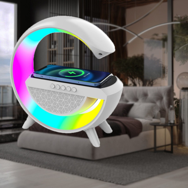 Ночник лампа настольная смарт RGB Happy Light Light Sound Machine с беспроводной зарядкой 15W 24см