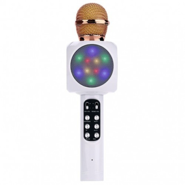 Мікрофон караоке WSTER WS-1816 — бездротовий Bluetooth-мікрофон зі cвітмузикою слотом USB і FM тюнером