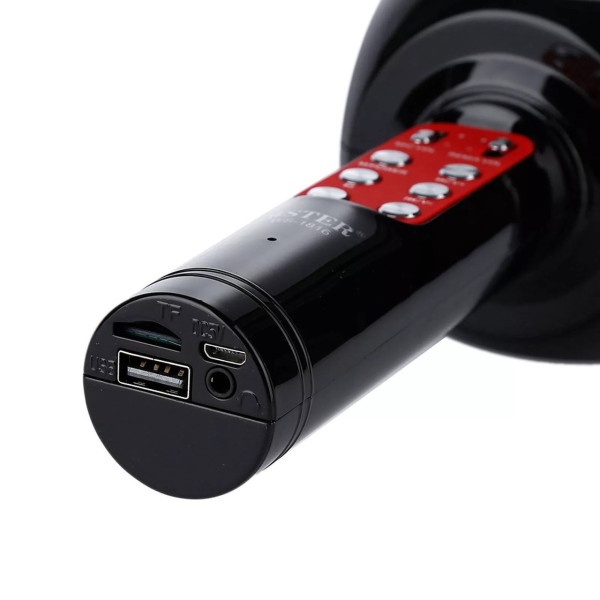 Мікрофон караоке WSTER WS-1816 — бездротовий Bluetooth-мікрофон зі cвітмузикою слотом USB і FM тюнером