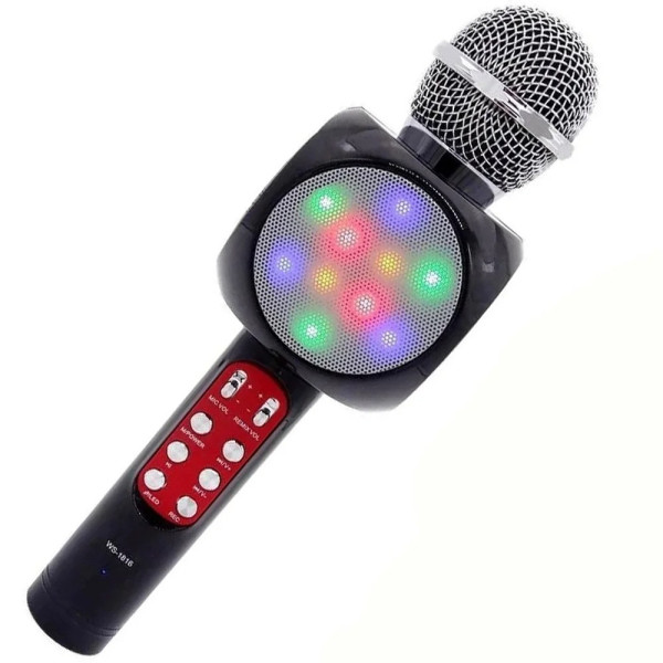 Мікрофон караоке WSTER WS-1816 — бездротовий Bluetooth-мікрофон зі cвітмузикою слотом USB і FM тюнером