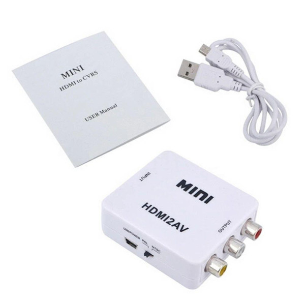 Конвертер HDV-610 AV-001 Адаптер відеоконвертер з HDMI на RCA, білий