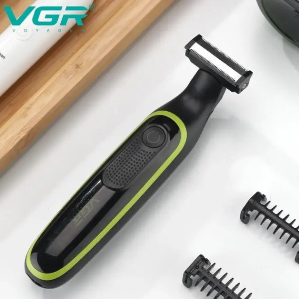 Аккумуляторный триммер для бороды и усов VGR V-017, беспроводная бритва с насадками