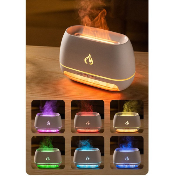 Увлажнитель воздуха с имитацией пламени аромадифузор Air Purifier-115(227) 200мл  RGB подсветка