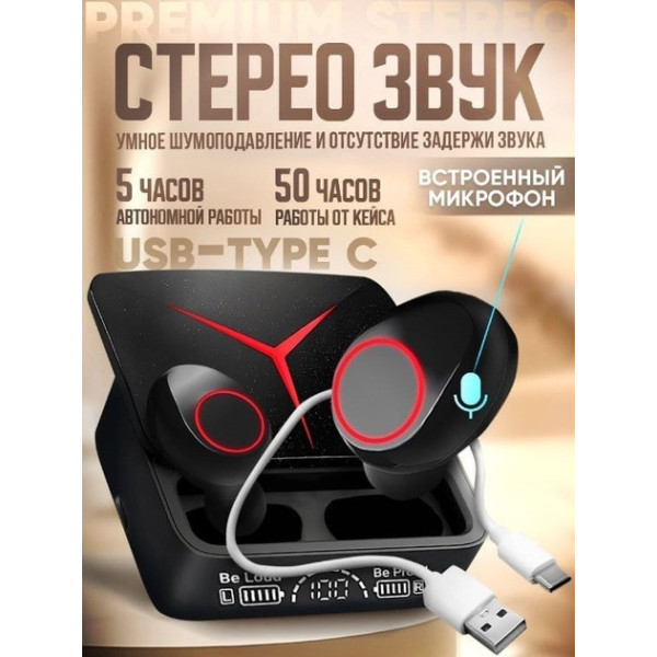 Бездротові навушники TWS M90 Pro із зарядним кейсом павер банком вакуумні bluetooth 5.3 з RGB LED-підсвіткою