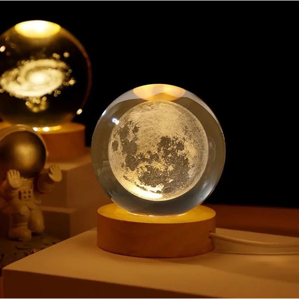 Нічний світильник Луна кришталева куля Земля Планета Декоративний 3D нічник