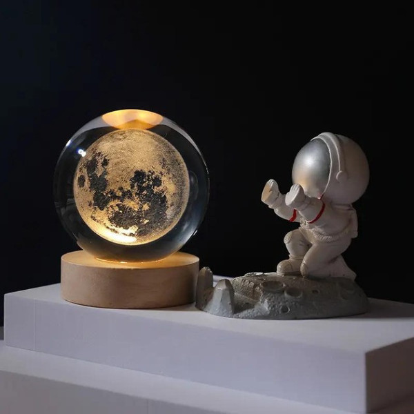 Нічний світильник Луна кришталева куля Земля Планета Декоративний 3D нічник