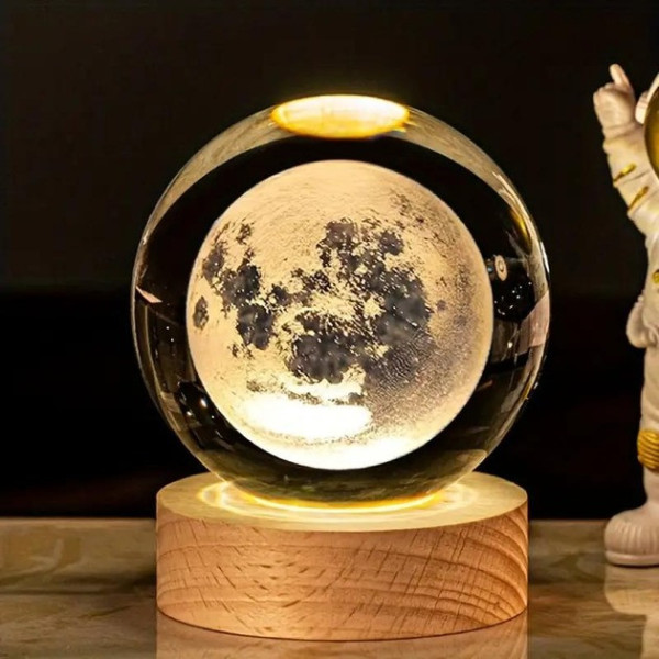 Нічний світильник Луна кришталева куля Земля Планета Декоративний 3D нічник