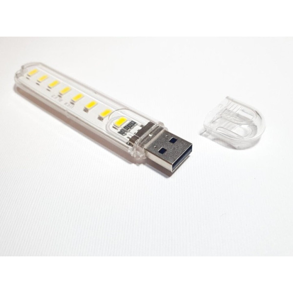 LED Фонарик USB-8LED Портативная USB LED лампа светильник фонарик 8 светодиодов белый свет