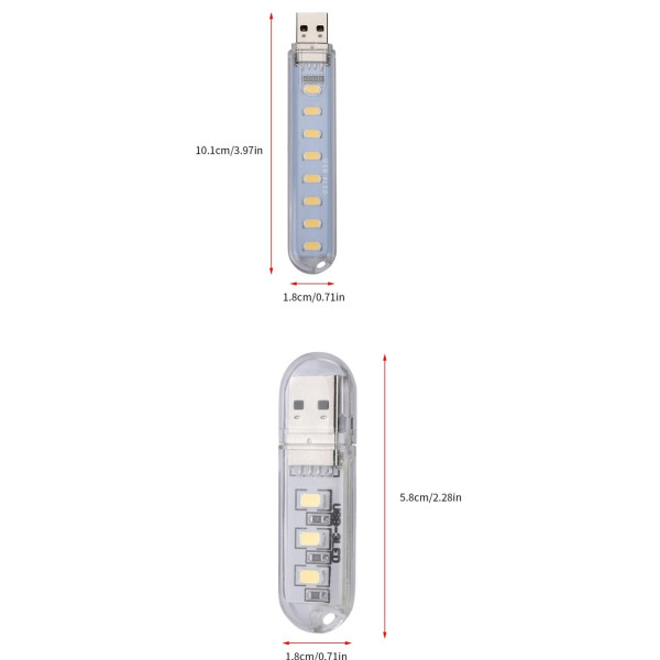 LED Фонарик USB-8LED Портативная USB LED лампа светильник фонарик 8 светодиодов белый свет