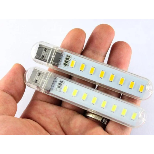 LED Фонарик USB-8LED Портативная USB LED лампа светильник фонарик 8 светодиодов белый свет