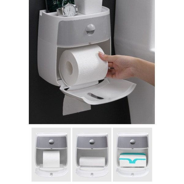 Туалетный держатель для бумаги с полкой пластиковый Ecoco Towel Holder AA2-2
