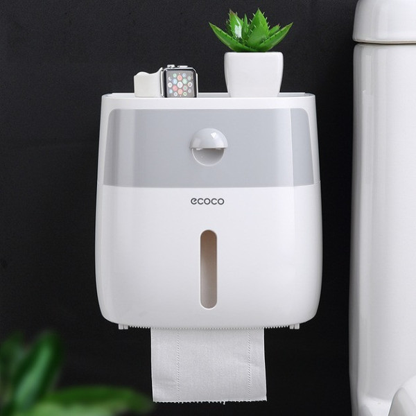 Туалетный держатель для бумаги с полкой пластиковый Ecoco Towel Holder AA2-2