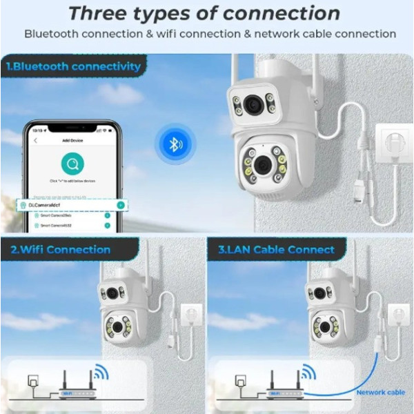 Вулична відеокамера 12Мп з WIFI, SD 39 4G Поворотна та датчиком руху
