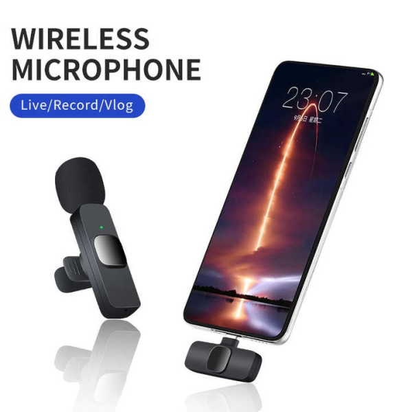 Бездротовий петличний мікрофон K9 Wireless Lavalier Microphone перехідниками з адаптером Lightning TypeC