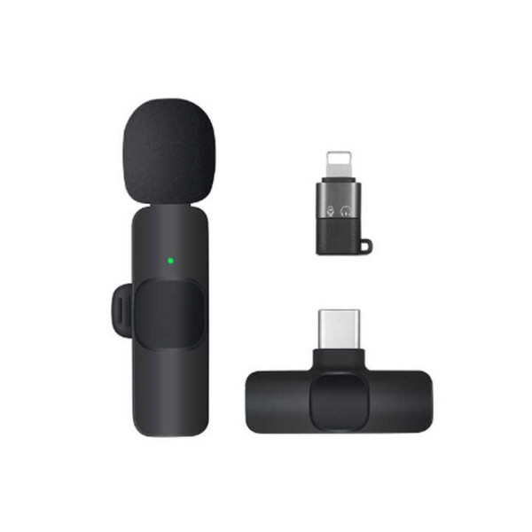 Бездротовий петличний мікрофон K9 Wireless Lavalier Microphone перехідниками з адаптером Lightning TypeC