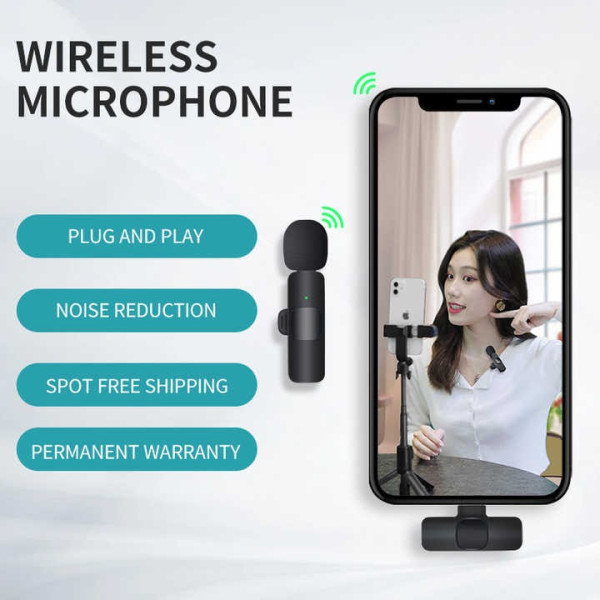 Комплект петличних мікрофонів K11 Wireless Lavalier Microphone з перехідником Lightning Чорний