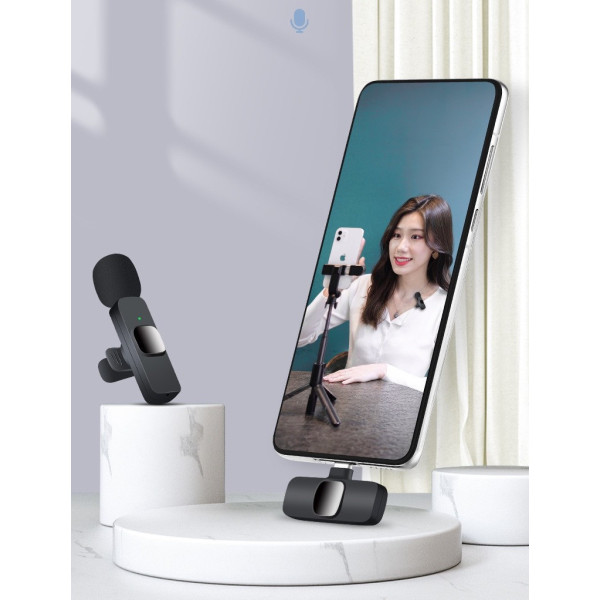 Бездротовий петличний мікрофон K9 Wireless Lavalier Microphone перехідниками з адаптером Lightning TypeC
