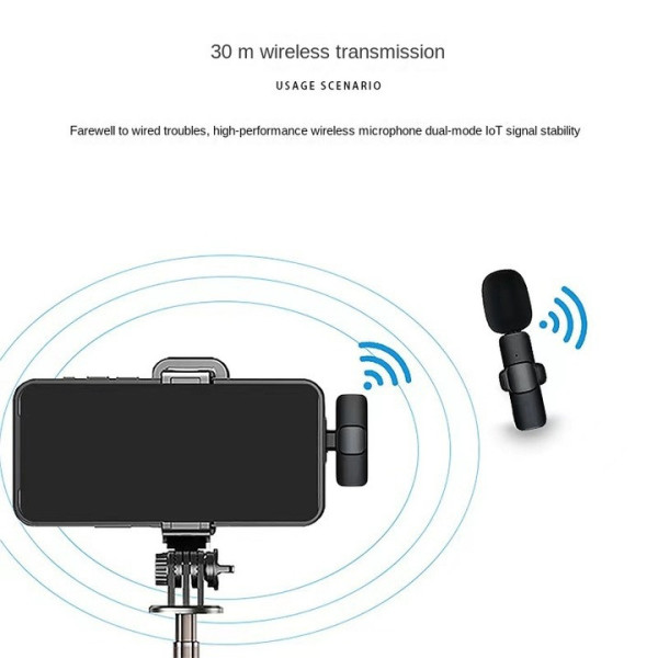 Комплект петличных микрофоном K9+  Wireless Lavalier Microphone с переходниками Lightning Type-C Черный