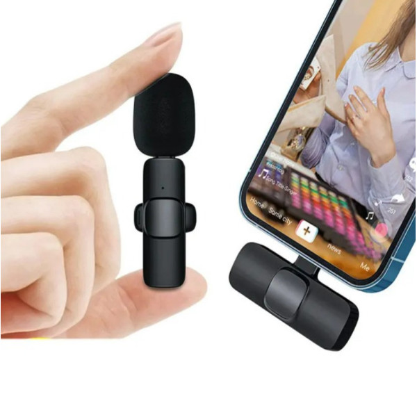 Комплект петличних мікрофонів K11 Wireless Lavalier Microphone з перехідником Lightning Чорний