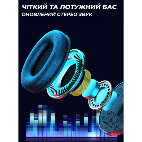 Бездротові навушники B39 з підсвіткою RGB з мікрофоном Bluetooth гарнітура Black/White