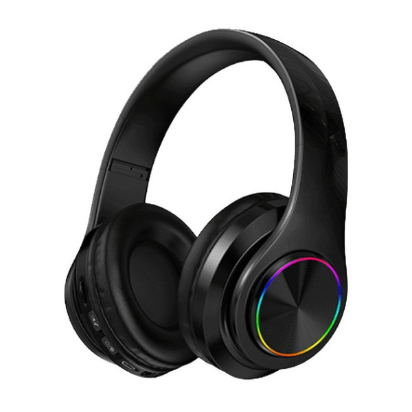 Бездротові навушники B39 з підсвіткою RGB з мікрофоном Bluetooth гарнітура Black/White