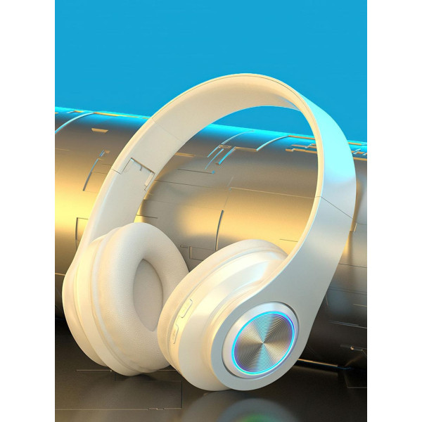 Бездротові навушники B39 з підсвіткою RGB з мікрофоном Bluetooth гарнітура Black/White