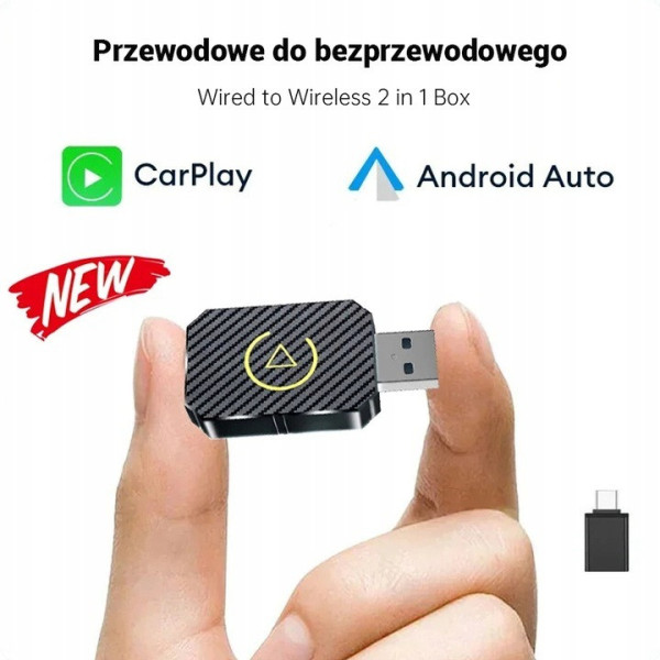 Бездротовий Адаптер для автомобіля для CarPlay і Android Auto Usb Bluethooth Чорний