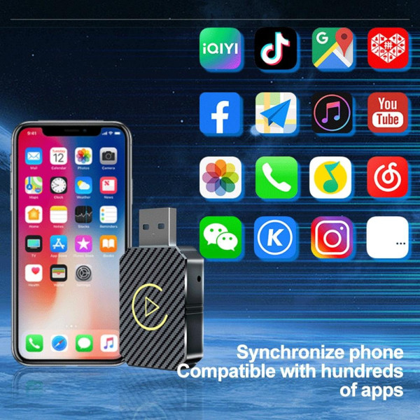 Бездротовий Адаптер для автомобіля для CarPlay і Android Auto Usb Bluethooth Чорний