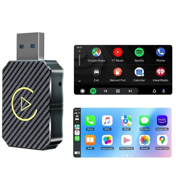 Бездротовий Адаптер для автомобіля для CarPlay і Android Auto Usb Bluethooth Чорний