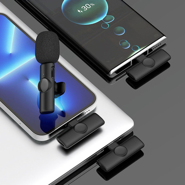 Комплект петличних мікрофонів K11 Wireless Lavalier Microphone з перехідником Lightning Чорний