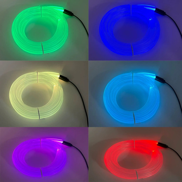 Подсветка салона авто RGB меняет 7 цветов, приборка, Гибкий неон 5 метров, неоновая подсветка авто, USB