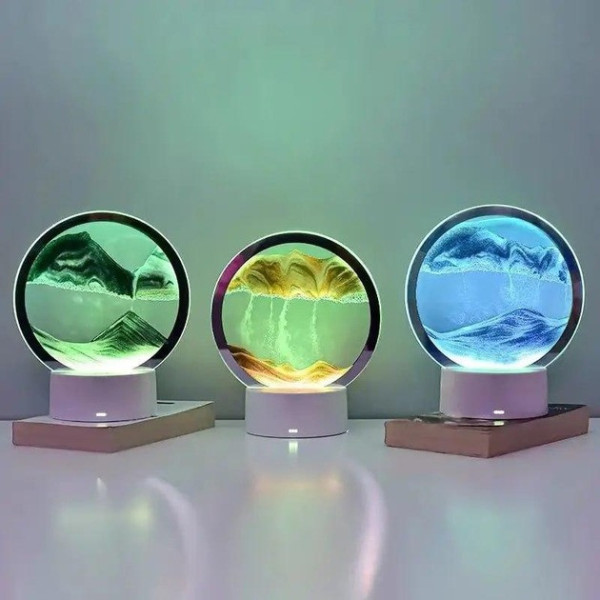 Настольная LED лампа 3D Зыбучий песок / Ночник песочные часы USB светильник