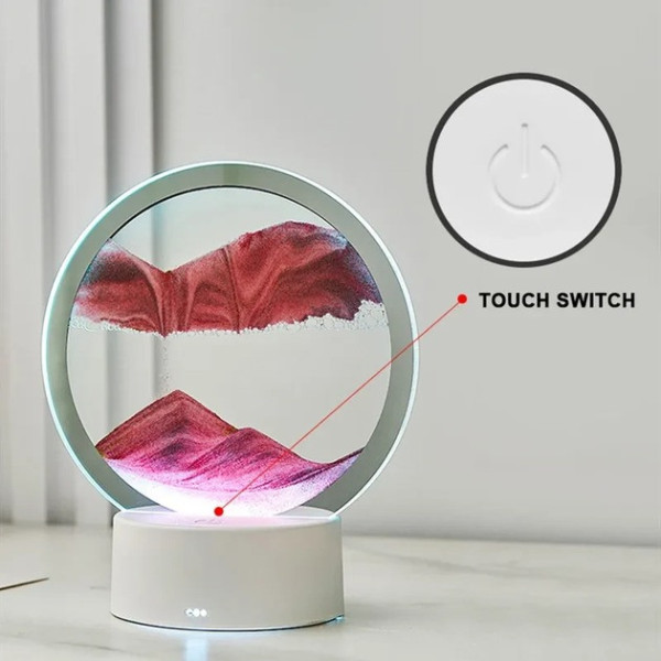 Настольная LED лампа 3D Зыбучий песок / Ночник песочные часы USB светильник